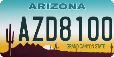 AZ license plate AZD8100