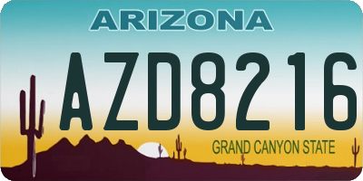 AZ license plate AZD8216