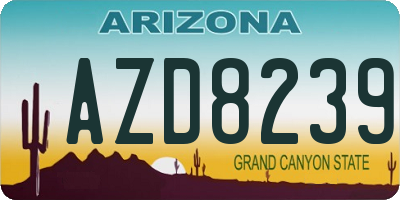 AZ license plate AZD8239