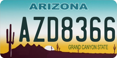 AZ license plate AZD8366
