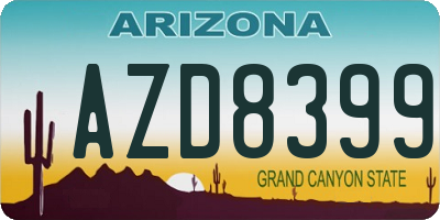 AZ license plate AZD8399