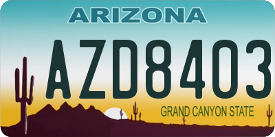 AZ license plate AZD8403