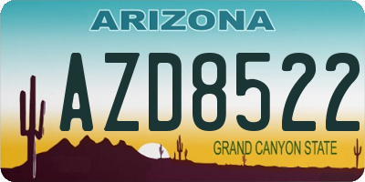 AZ license plate AZD8522