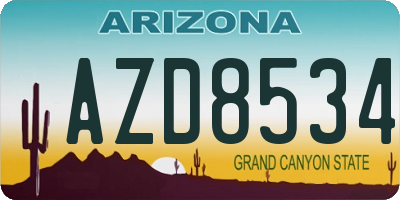 AZ license plate AZD8534
