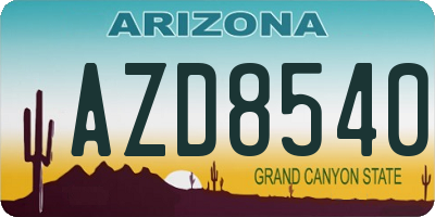 AZ license plate AZD8540