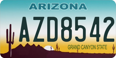 AZ license plate AZD8542