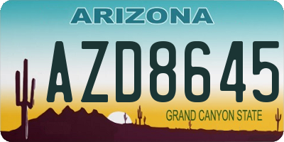 AZ license plate AZD8645