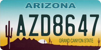AZ license plate AZD8647