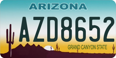 AZ license plate AZD8652