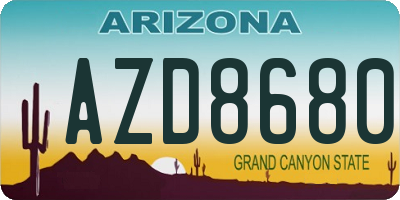 AZ license plate AZD8680