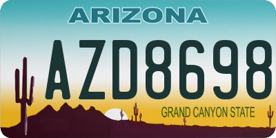 AZ license plate AZD8698