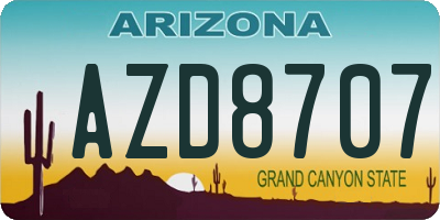 AZ license plate AZD8707