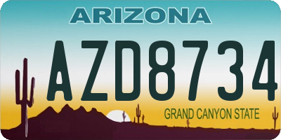 AZ license plate AZD8734