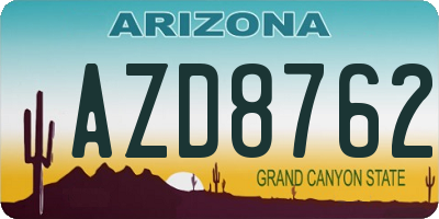AZ license plate AZD8762