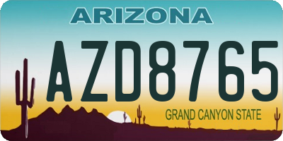 AZ license plate AZD8765