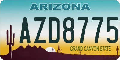AZ license plate AZD8775