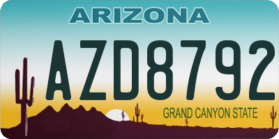 AZ license plate AZD8792