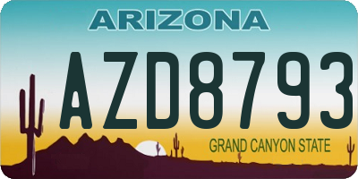 AZ license plate AZD8793