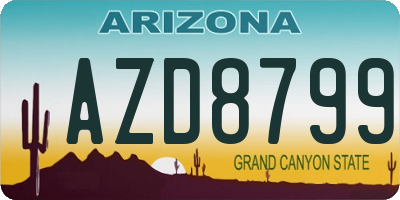 AZ license plate AZD8799