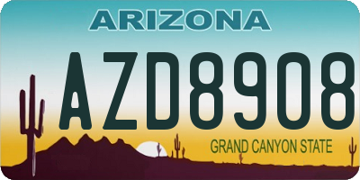 AZ license plate AZD8908