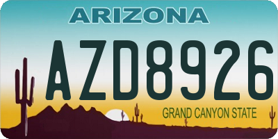 AZ license plate AZD8926