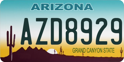 AZ license plate AZD8929