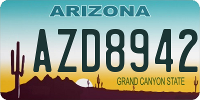 AZ license plate AZD8942