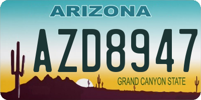 AZ license plate AZD8947