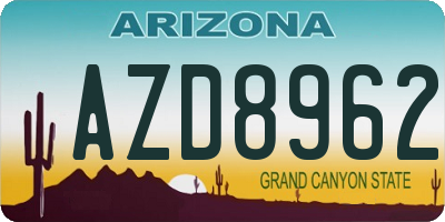 AZ license plate AZD8962