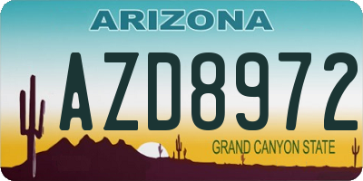 AZ license plate AZD8972