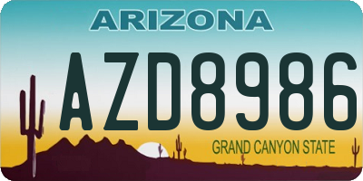 AZ license plate AZD8986