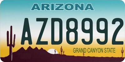 AZ license plate AZD8992