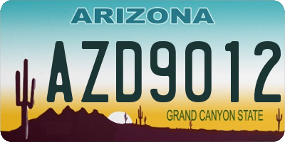 AZ license plate AZD9012