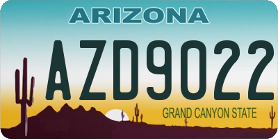 AZ license plate AZD9022