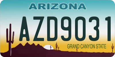 AZ license plate AZD9031