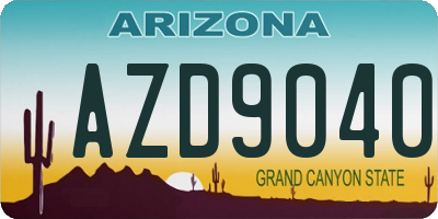 AZ license plate AZD9040