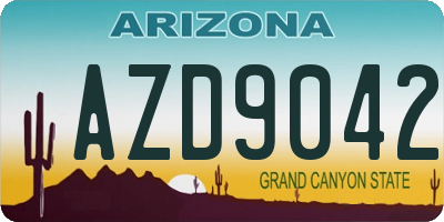 AZ license plate AZD9042
