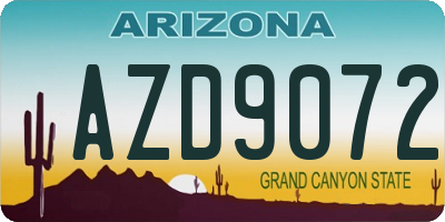 AZ license plate AZD9072