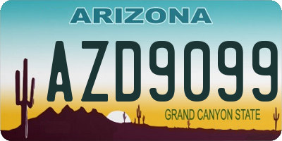 AZ license plate AZD9099