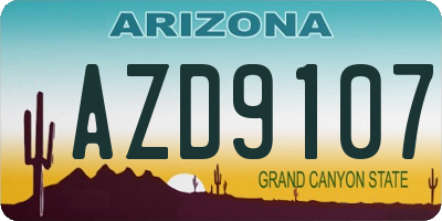AZ license plate AZD9107