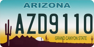 AZ license plate AZD9110