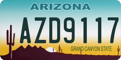 AZ license plate AZD9117