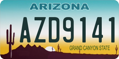 AZ license plate AZD9141