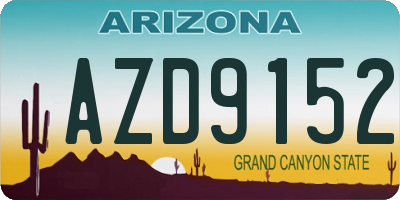 AZ license plate AZD9152
