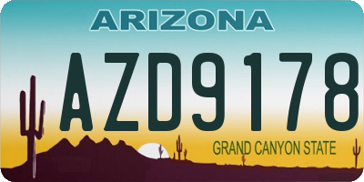 AZ license plate AZD9178