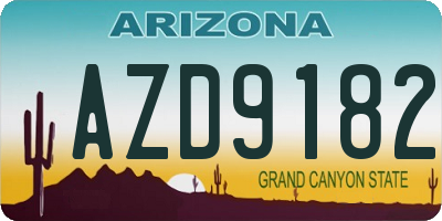AZ license plate AZD9182