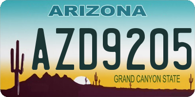 AZ license plate AZD9205