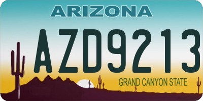 AZ license plate AZD9213