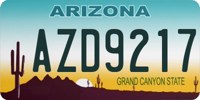 AZ license plate AZD9217