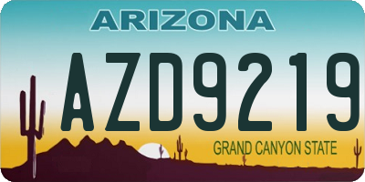 AZ license plate AZD9219